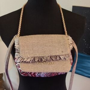 Gio Cellini small Woven bag With Gold Hardware & Adjustable Strap